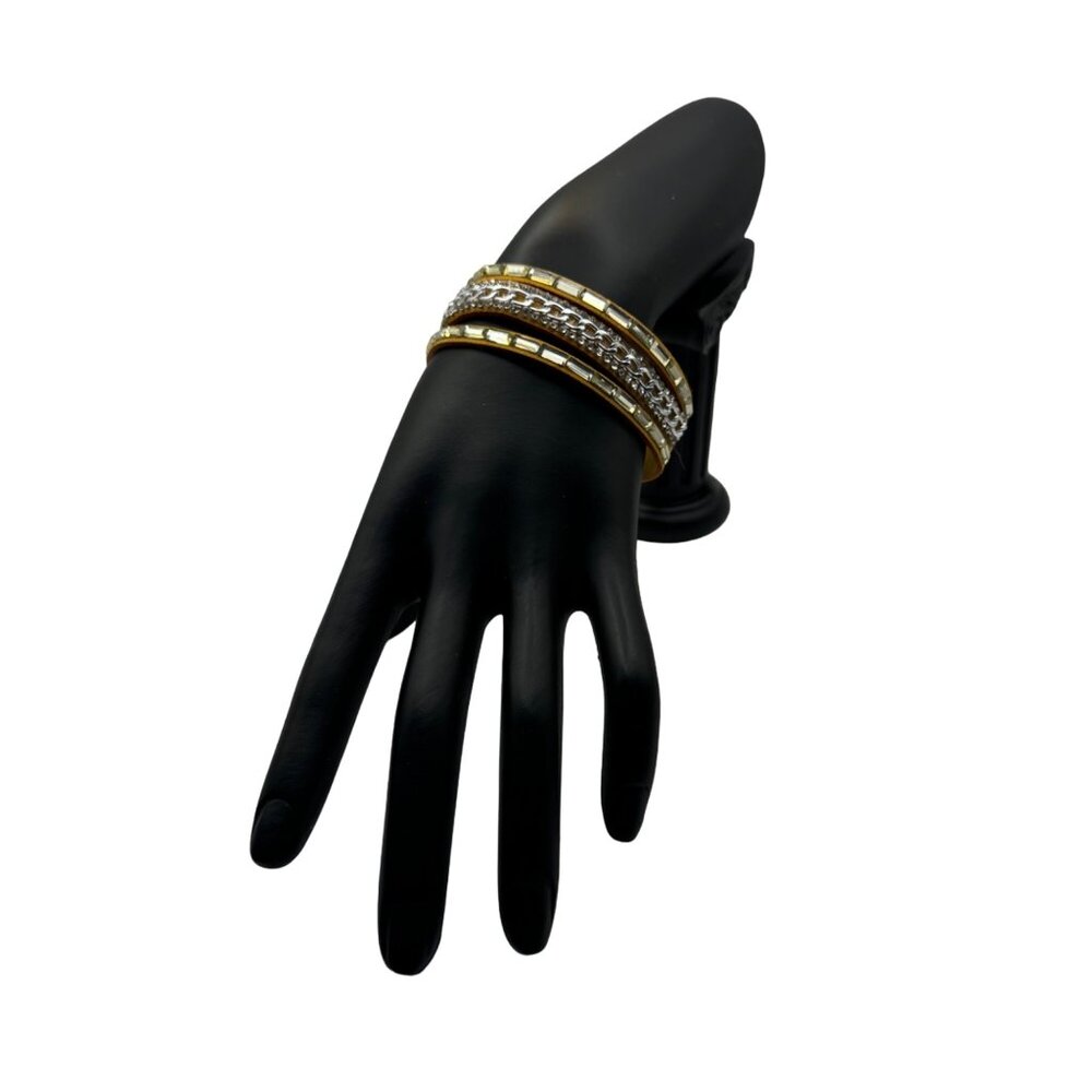 Bohemian Leather & Crystal Layered Bracelet With Snap Closure